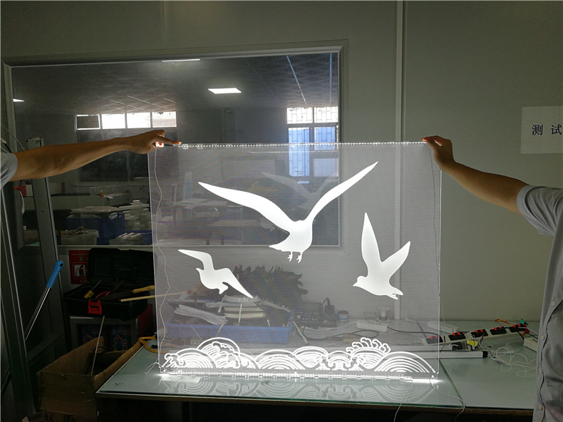 华跃激光雕刻工艺来图图案文字logo风景画亚克力导光板